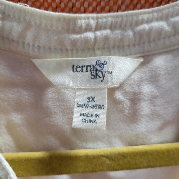 Terra & Sky Women's Plus Size Long Sleeve Wrap Front Top with Knit Back Size 3x - Picture 9 of 16